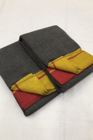 Yellow/Red--Black Patteda Anchu Saree