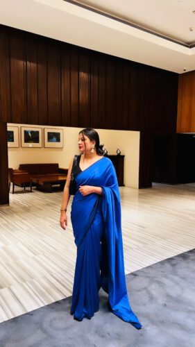 Navy Blue Malai Silk Saree photo review