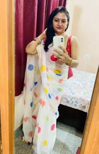 Poppin Polka Dot Mulmul Saree photo review