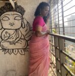 Pink Silver Zari Lines Mulmul Saree photo review